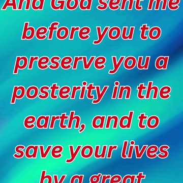 "Divine Purpose in Adversity: God’s Plan to Preserve Life" Genesis 45:7.#short #youtube #ytshorts