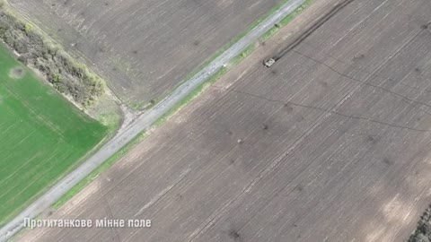 Destroyed Russian T-80BV tank after hitting an AT mine in the East.