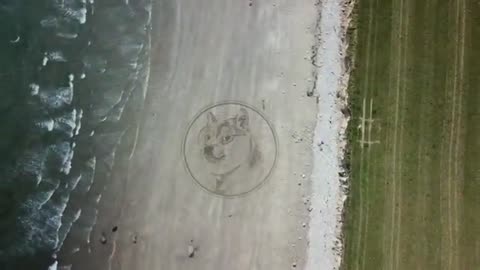 A drawing on the sand