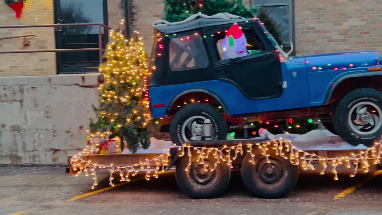 Jeeps getting ready for the Christmas parade