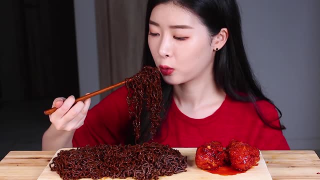 Super Spicy noodle mukbang ASMR