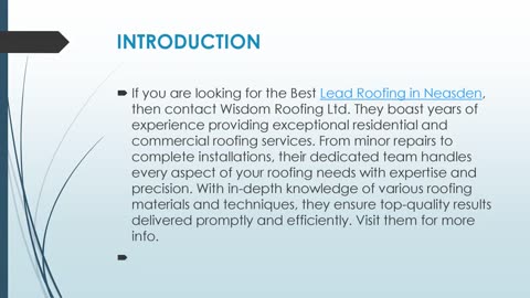 Get The Best Lead Roofing in Neasden.