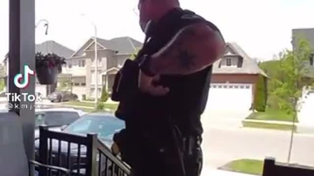 Little Kid Thinks The Police Man Was The Delivery Man