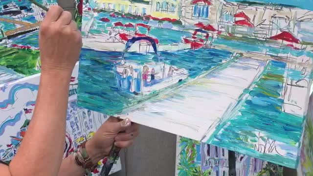Noel Skiba Paints Walloon Lake Art Show Marina Tommy's