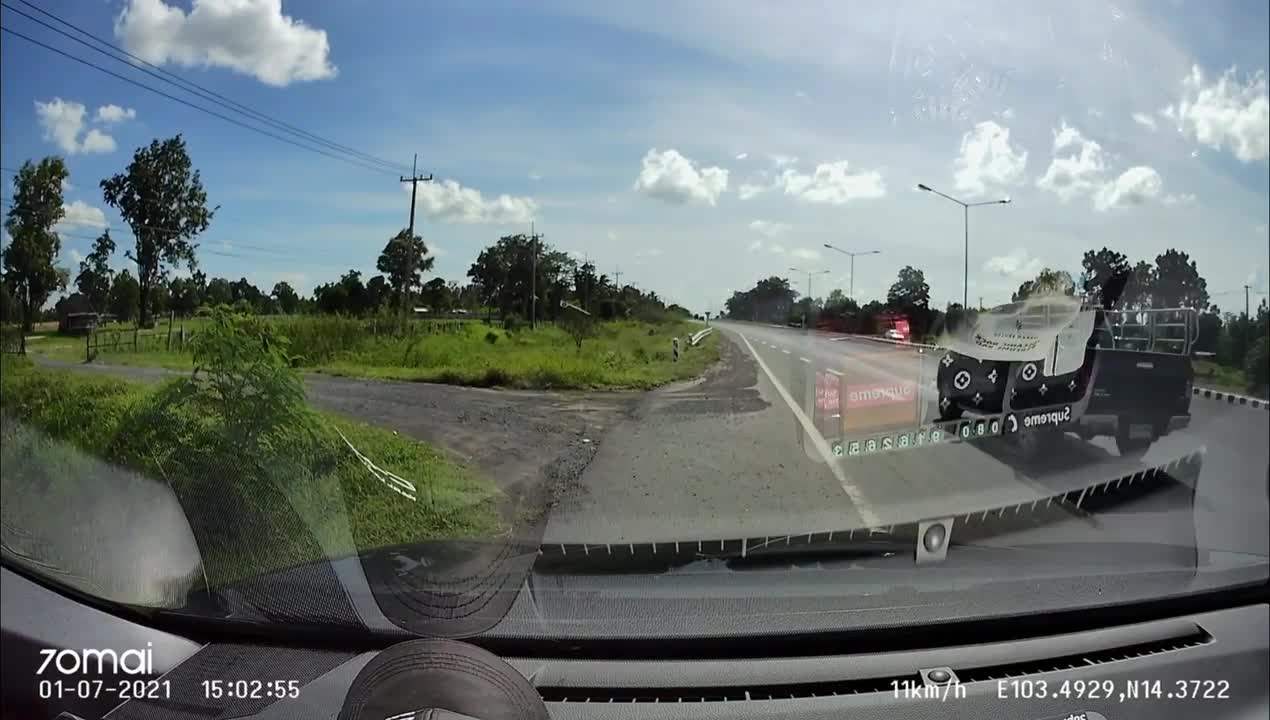 Large Truck Forces Vehicle into Oncoming Lane