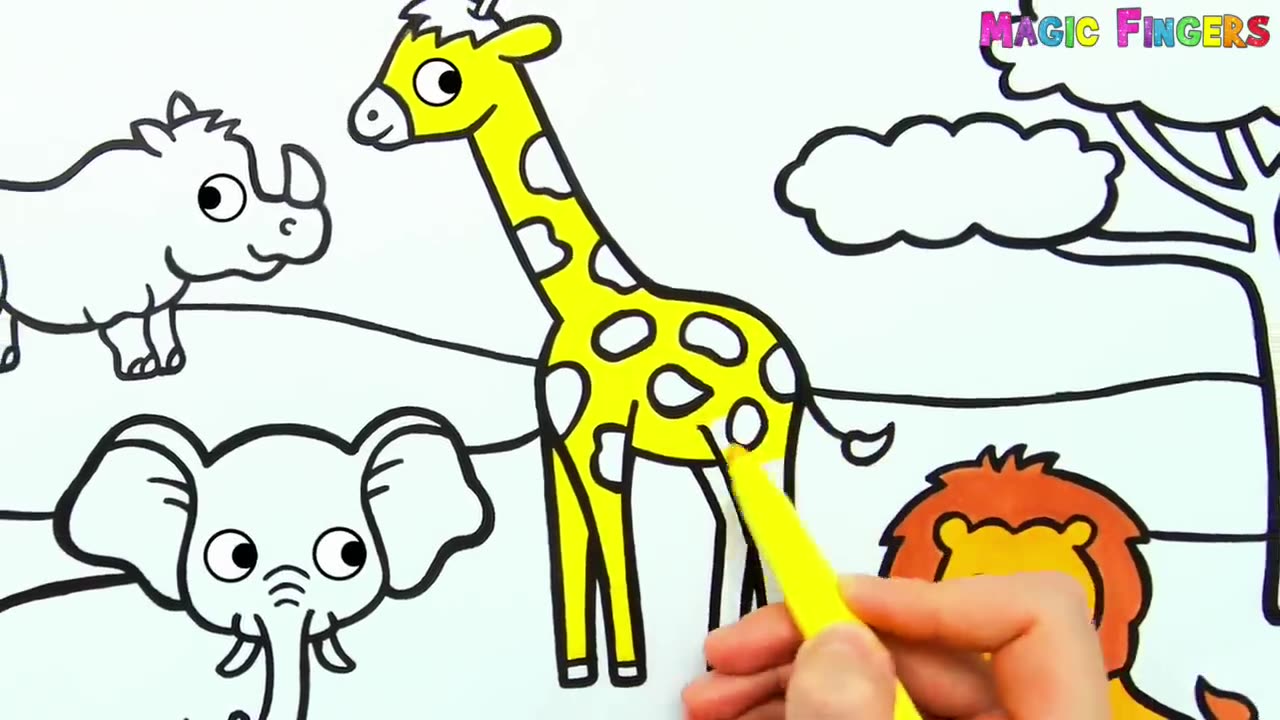 Safari Animals Drawing, Painting, Coloring for Children, Toddlers | Study Wild Animals