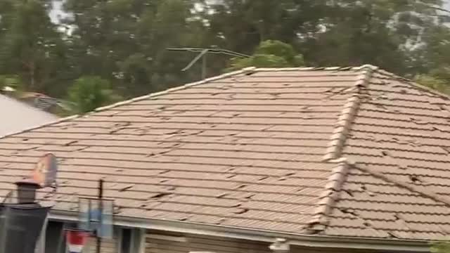 Huge Hail Smashes Right Through Roof