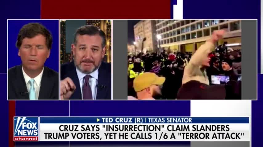 Wow. Tucker Carlson just confronted Ted Cruz over calling Jan 6 a "violent terrorist" attack.