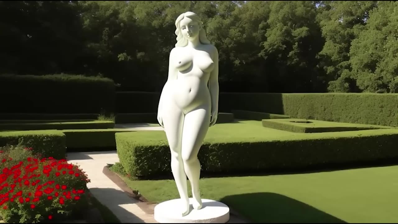 Art- beautiful plaster statue in garden