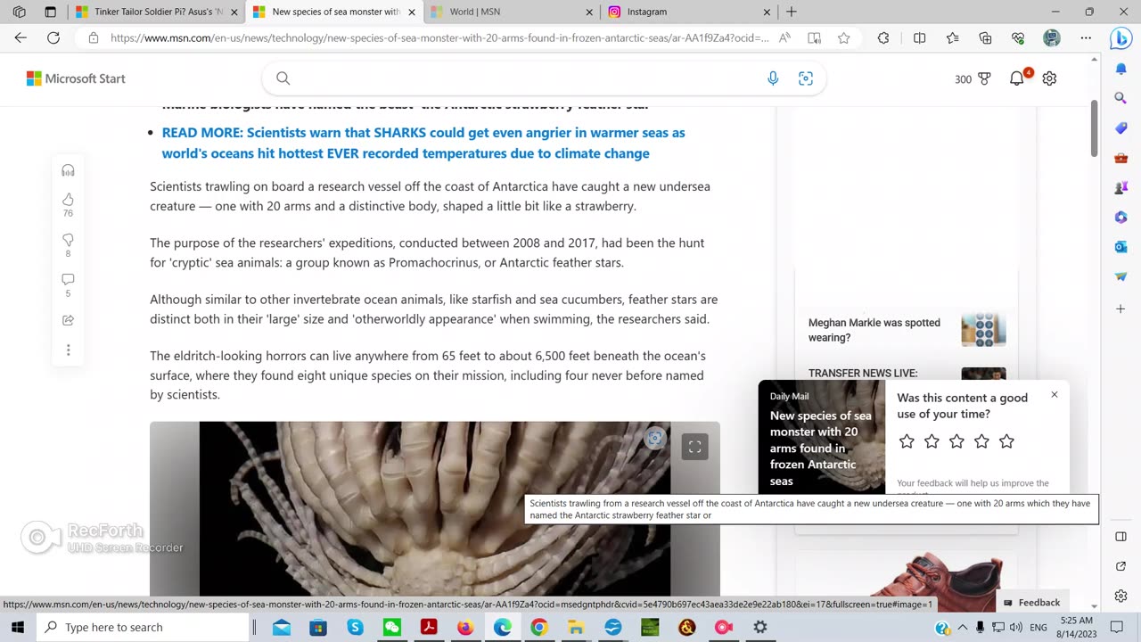 8/14/2023 Daily Aericle Review:: Tinker Tailor Soldier Pi?, New species of sea monster