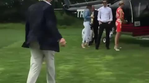 President Trump Shows Off, Hits Great Golf Shot for Fans Before Boarding Helicopter