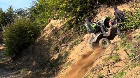 Hill Climb Attempt Rolls ATV