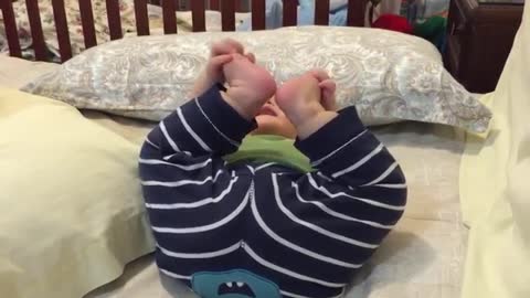 Cute baby laughing with farts