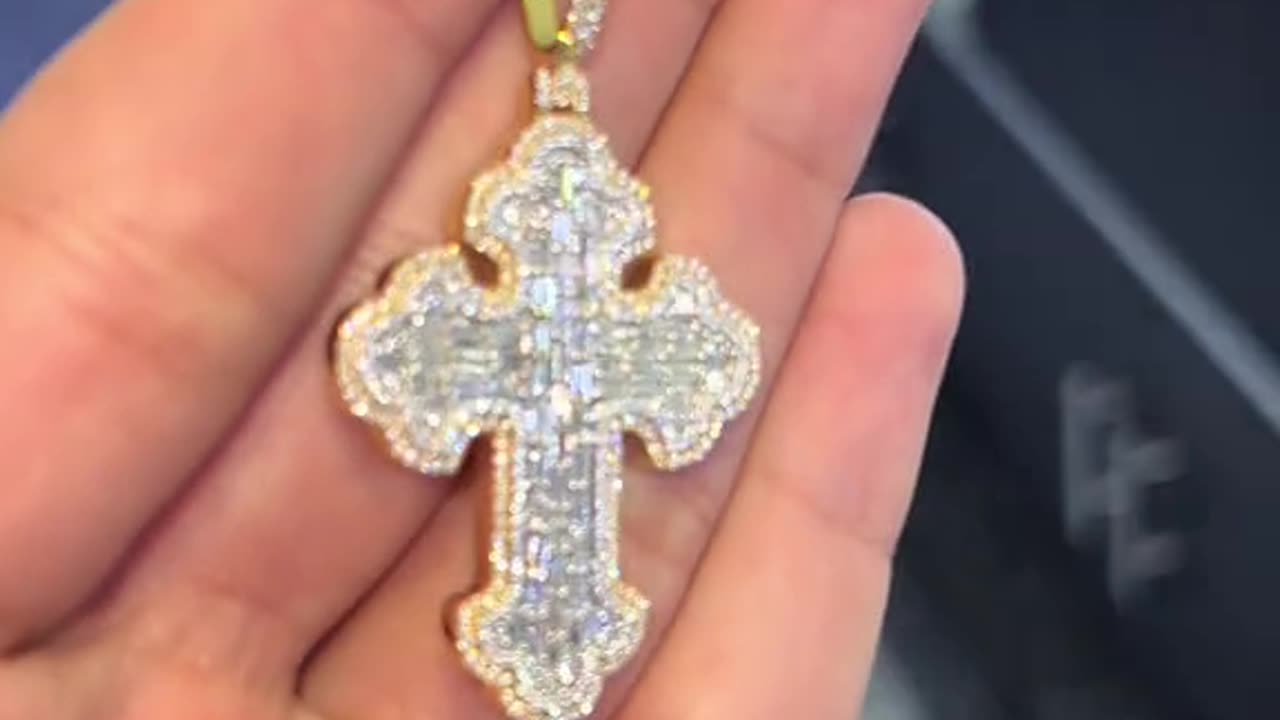 Solid Gold & Natural VS Diamond Cross Pendant