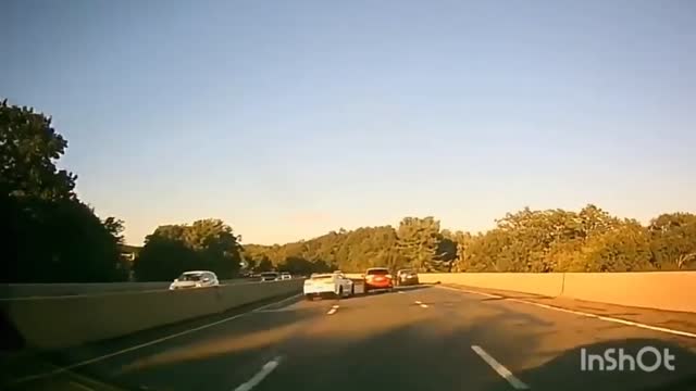 The man did not successfully change lanes on the highway