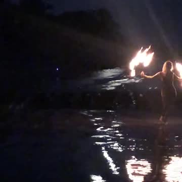 Fire spinners at Butterfly Beach