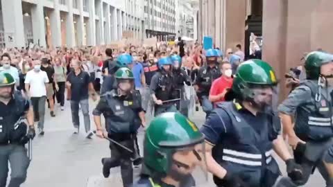 Police with protesters