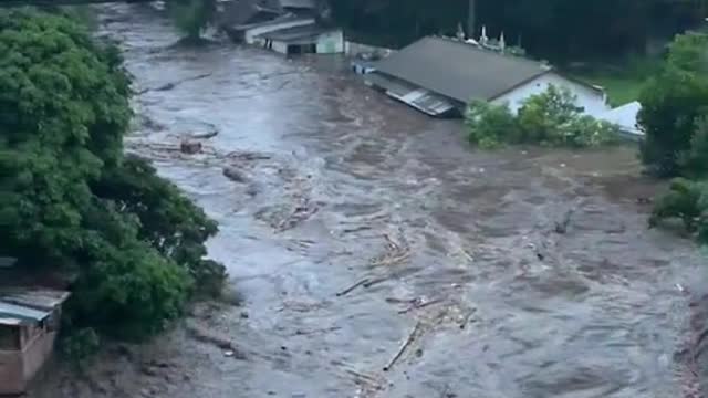 There has been a big flood in Indonesia