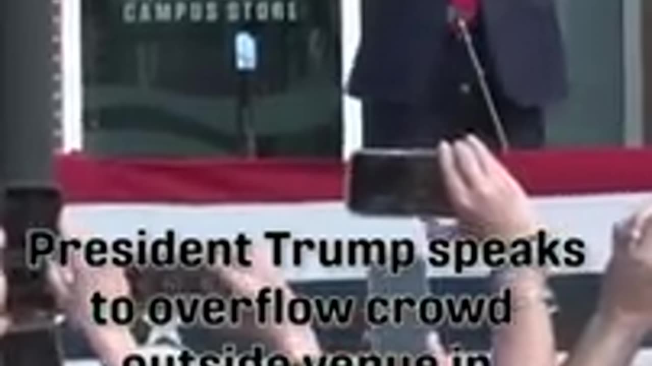 President Trump addresses overflow crowd outside venue in Conway, Sout Carolina