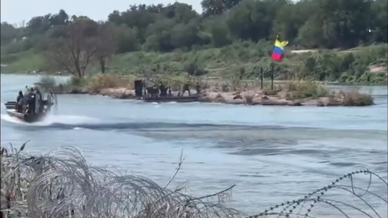 Venezuelan Illegals Plant Venezuelan Flag on Texas Island Near Eagle Pass