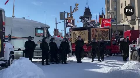 Freedom Convoy Trucker Gives INSPIRATIONAL Speech As Police Line Moves Toward His Vehicle