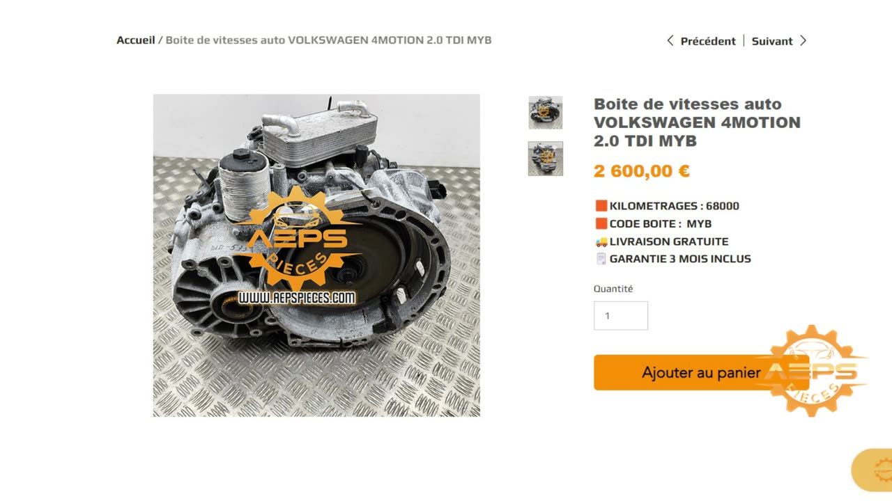 AEPSPIECES.COM - Boite de vitesses auto VOLKSWAGEN 4MOTION 2.0 TDI MYB