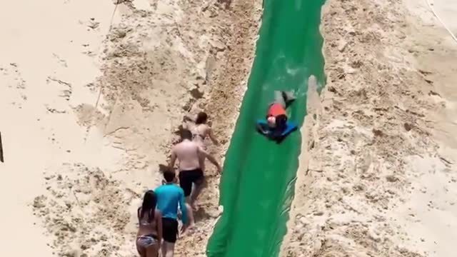 Crazy bounce, off the big slide