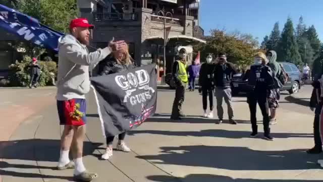 Peaceful Trump Protesters counter protest BLM they aren't Happy!!