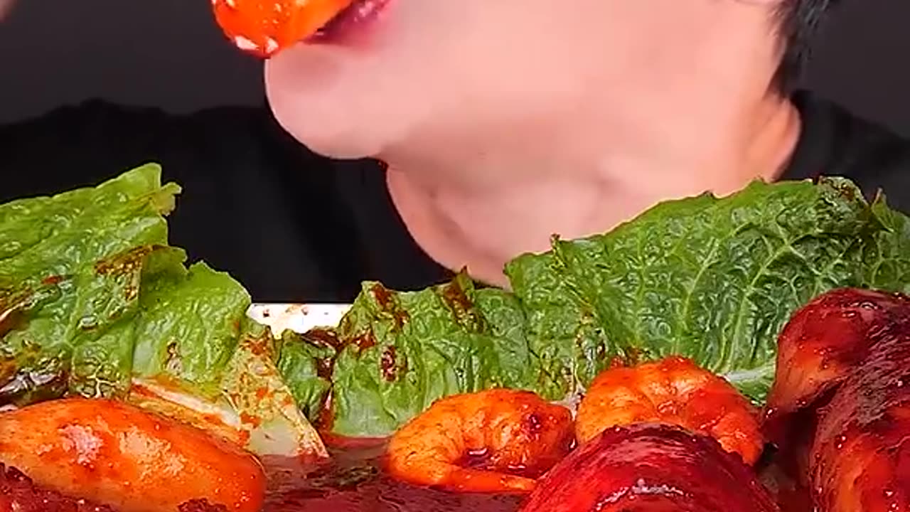 Mukbang ASMR #Shorts -) Spicy Seafood Boil Squid, Octopus Lobster Tail