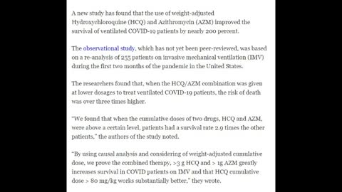 IT SAVE LIFE : Hydroxychloroquine and Azithromycin Boosted Survival of Ventilated Covid19 Patients by Percent Study