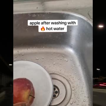 Apple after washing with hot water