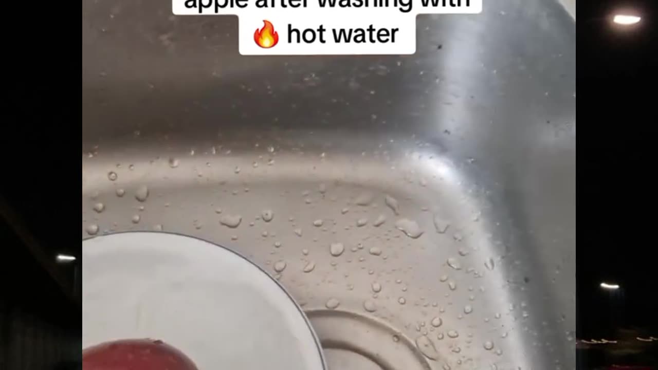 Apple after washing with hot water