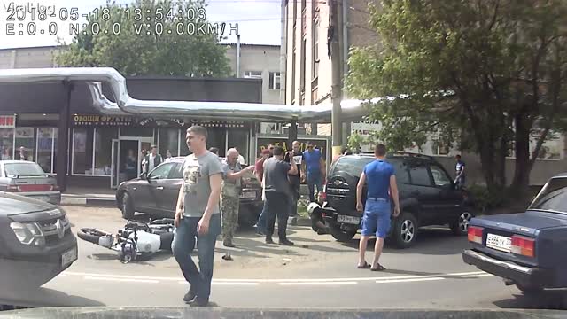 Motorcyclist Flung Under a Car