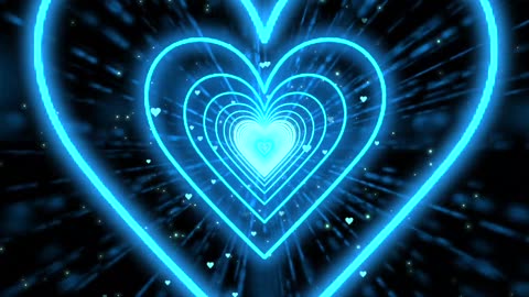 533. Heart Tunnel Background💙Blue Heart Neon Heart Heart