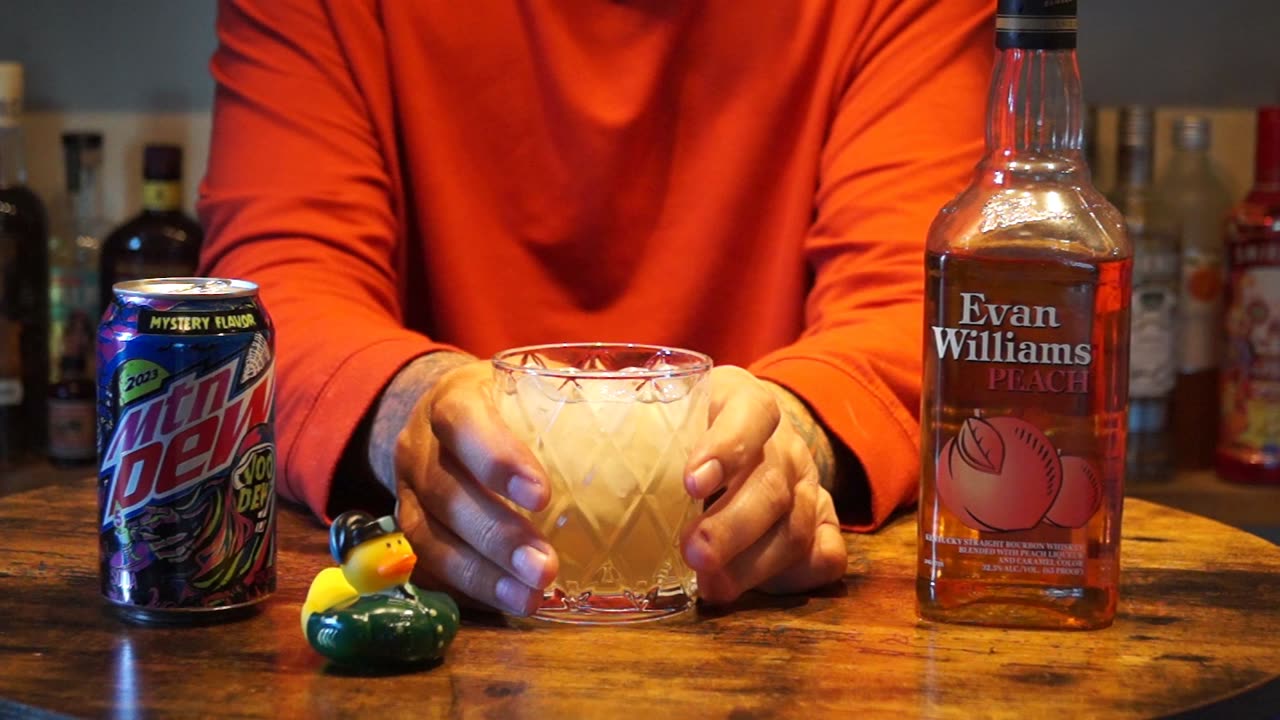 Evan Williams Peach Whiskey & Mtn Dew Voo Dew Mystery Flavor 2023