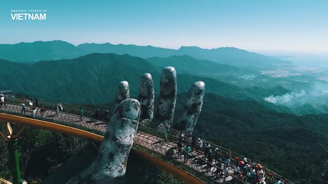 Golden bridge on Ba Na Hills, Da Nang, Vietnam