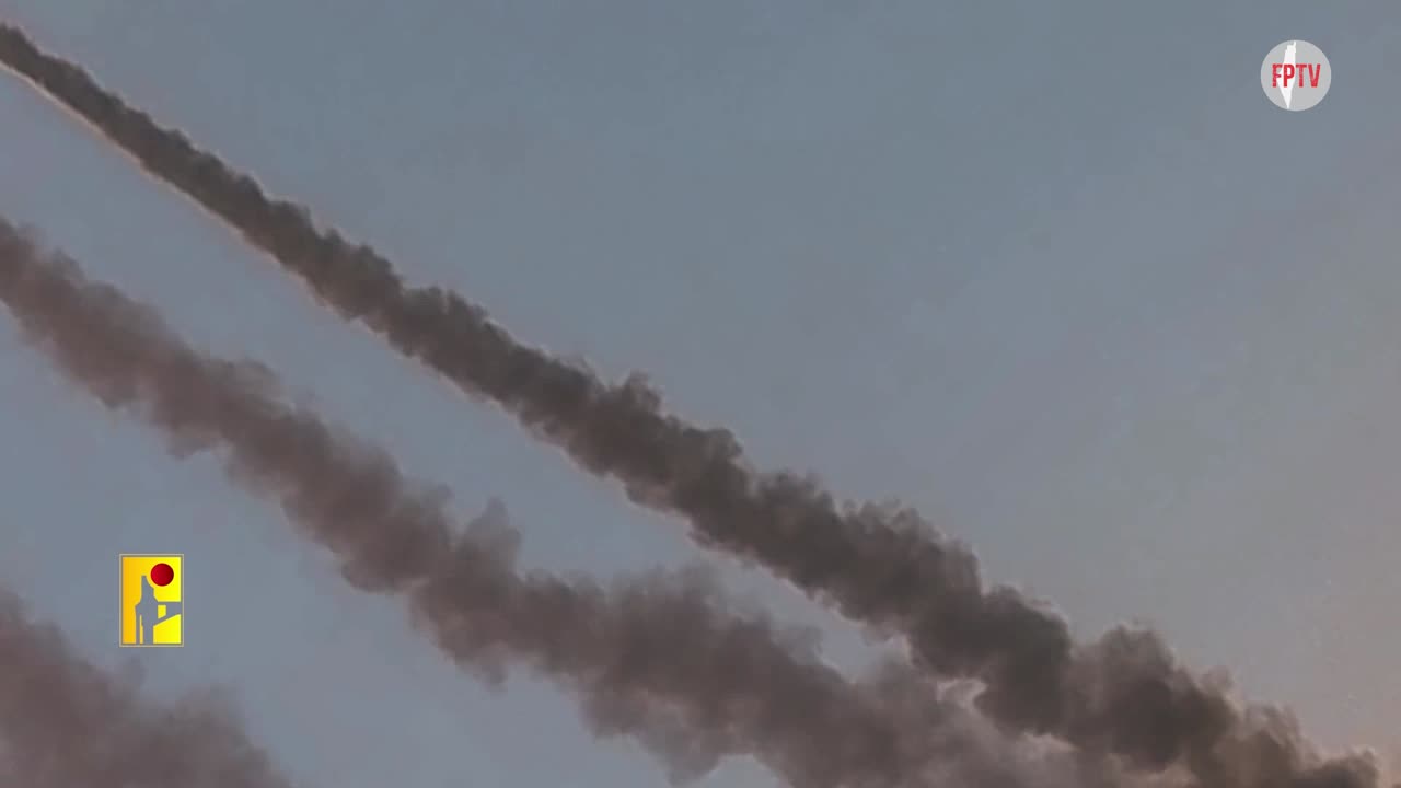 Hizbullah striking the Avital Zionist enemy military site with MALAK-1 missiles, in the occupied Syrian Arab Golan, 10 Nov 2024