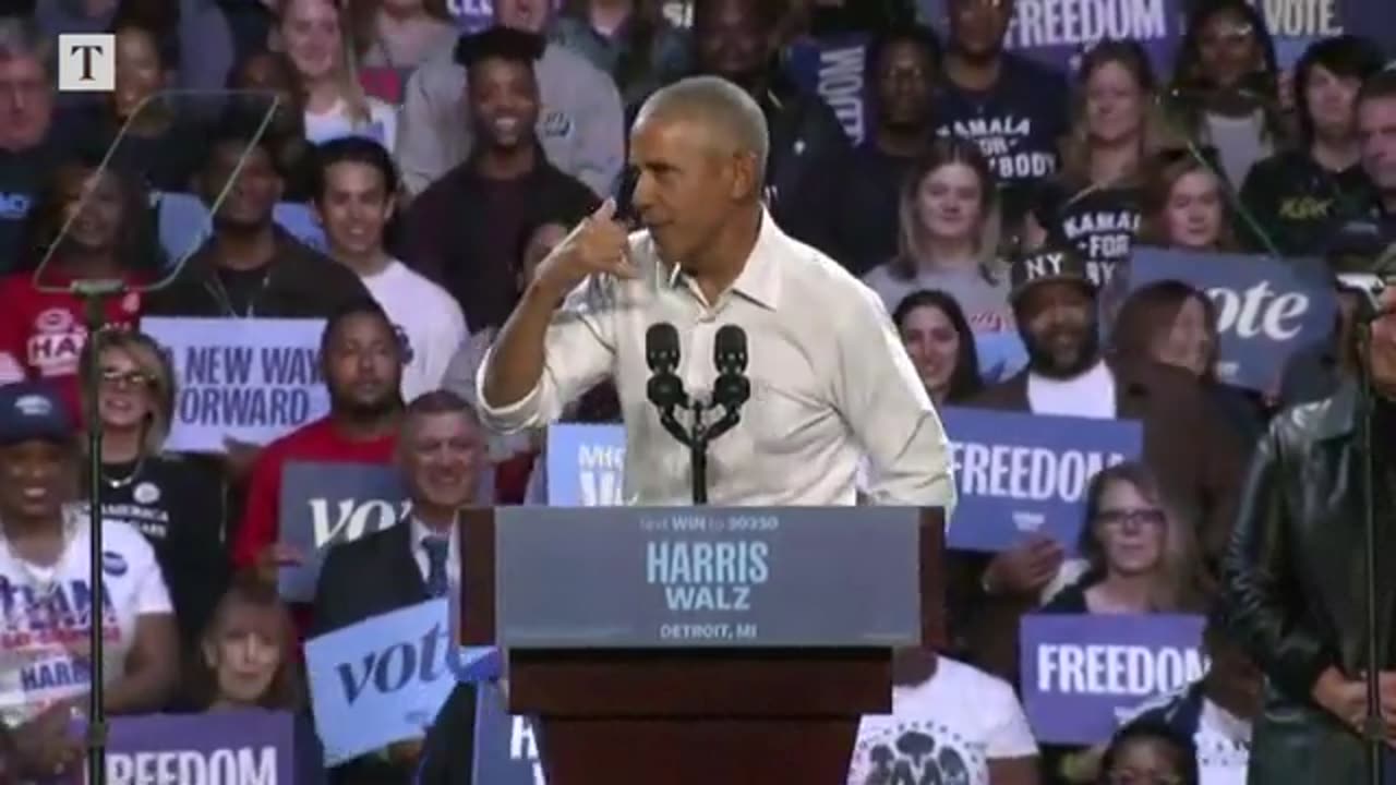 Obama raps Eminem song at Detroit rally