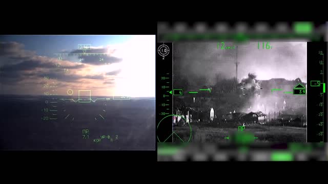 Destruction of the Ukrainian command post by helicopter guided missiles.