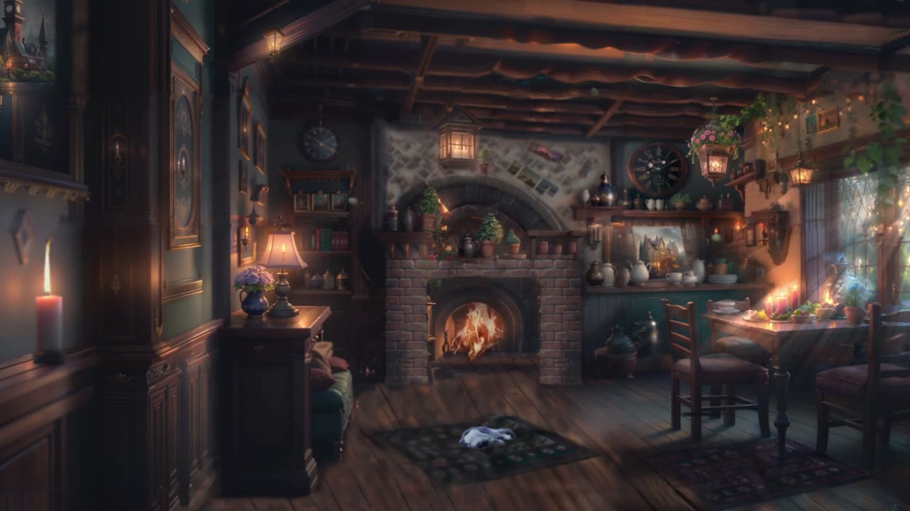 Cozy Cottagecore Music & Fireplace ASMR for Relaxation & Study