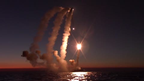 Russian Defense Ministry published footage of Kalibr missile launches from a ship from the Black Sea