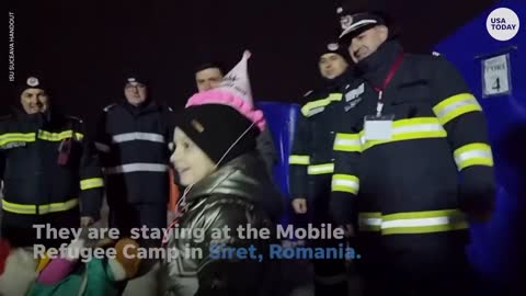 Ukrainian girl surprised with birthday party at refugee camp