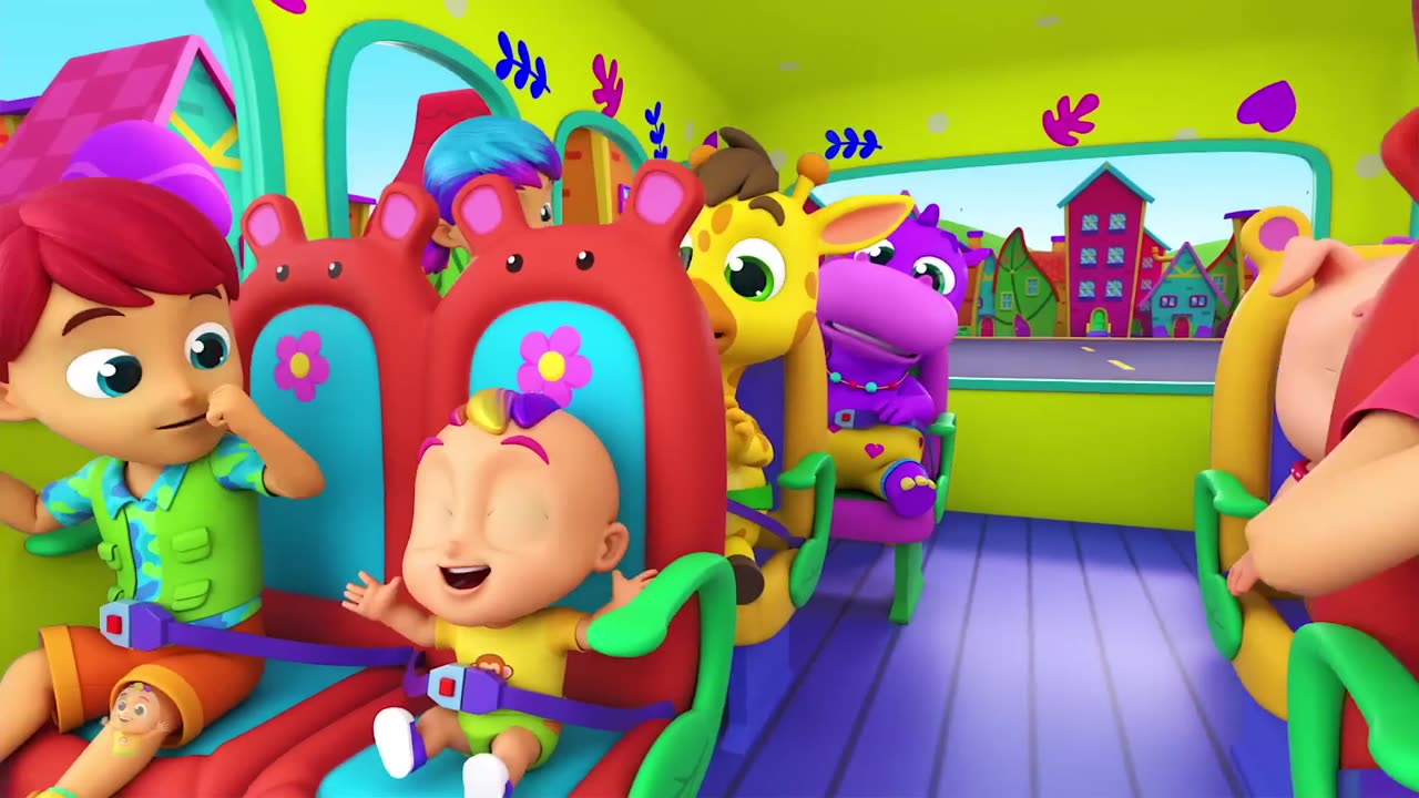 Wheels On The Bus Go Round and Round _ School Bus Song _ Nursery Rhymes and Kids Songs with Zoobees