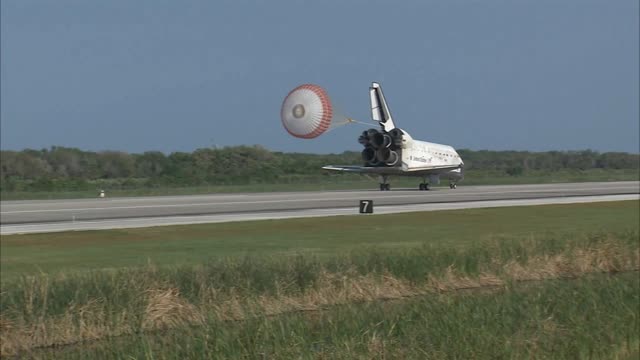 Space shuttle landing footage.