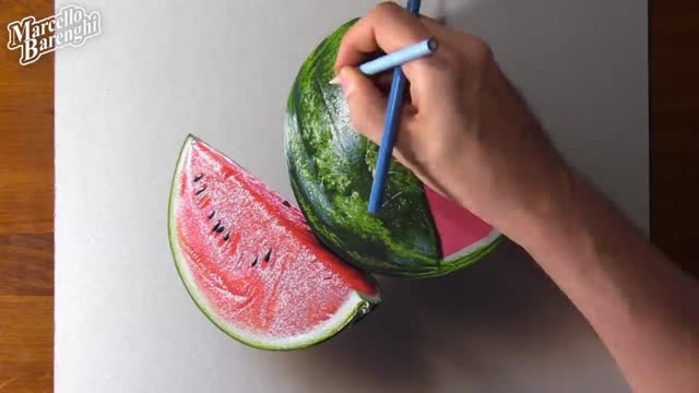 Outline The Color Details Of The Watermelon Skin