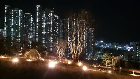 Night view in the city with light