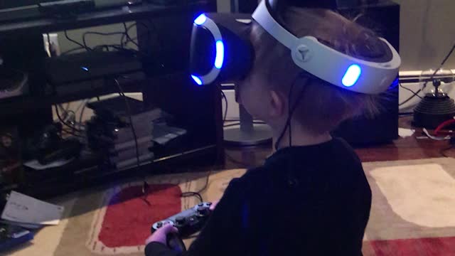 PS4 virtual reality play with grandson