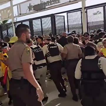 Hard Rock Stadium on lockdown, security breach by fans without tickets, Copa America final.