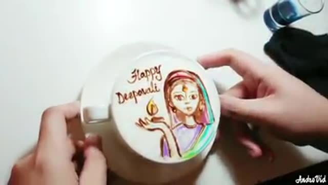 Amazing painting on the surface of coffee.