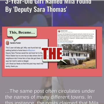 Fact Check: FAKE Social Media Posts About 3-Year-Old Girl Named Mila Found By 'Deputy Sara Thomas'
